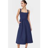 PayBuy Yazlık Midi Boy Kolsuz Poplin Elbise Rahat Günlük Stil Kaliteli İşçilik Şık Görünüm