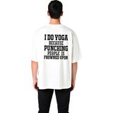 PayBuy Yoga ve Mizahla Rahatla Baskılı Erkek Oversize Tişört - Beyaz - XL