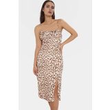 PayBuy Zarif Leopar Desenli Midi Bodycon Elbise Profesyonel Görünüm Şık Özel Tasarım