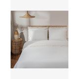 Paye Çift Kişilik Nevresim Takımı %100 Organik Pamuk Percal Nakışlı Dantelli Krem 200x220 Cm