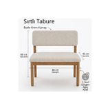 Paye Furni Nuu Minimal Sırtlı Bench 1. Sınıf Gürgen Ahşap Ayak, Puf Bench Tabure, Buklu Kumaş