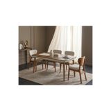 Paye Furni Vizyon 4 Kişilik Doğal Ceviz Kaplama Sabit Yemek Masası 140 x 90 cm (Sadece Masa)