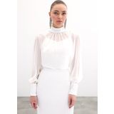 Payet Detaylı Bluz - Ekru