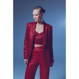 Payetli Salaş Ceket - Kırmızı - 38