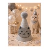 Payidar Hediyelik KEDİ PARTİ ŞAPKASI (GÜMÜŞ) KEDİ DOĞUM GÜNÜ ŞAPKASI SİMLİ