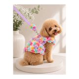 Payidar Hediyelik PREMİUM 3D ÇİÇEK DETAYLI ELBİSE/ GÖĞÜS TASMA SETİ (2 PARÇA ELBİSE TASMASI VE GEZDİRME KAYIŞI) KEDİ/KÖPEK - GÖZ ALICI LÜKS TASARIM