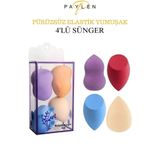 PAYLEN Profesyonel 4'lü Makyaj Süngeri ( Armut, Kesik Uçlu , Yumurta )