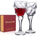 Paysky 2 Li Şarap Kadehi Seti, 270 ml Kristal Cam, El Tasarımı, Bulaşık Makinesinde Yıkanabilir - Mavi