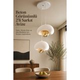 PayStudio Beton Görünüm 2 Li Sarkıt Avize Bohem Modern Rustik (Rustik Ampül Hediyedir)