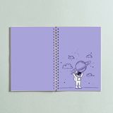 Paytak Moda Astronot Saturn Tasarımlı A5 96 Yaprak Çizgisiz Spiralli Defter