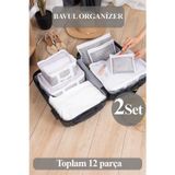 Pazar Kapısı 12'li Bavul Organizer Seyahat Çantası Valiz Düzenleyici Set