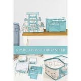 Pazar Kapısı 6'lı Mavi Bavul Organizer Seyahat Çantası Şık Tasarım ve Geniş İç Hacim ile