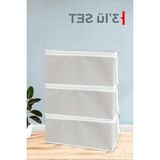 Pazar Kapısı Baza Altı Düzenleyici Kumaş Hurç Büyük Boy Organizer (65 x 45 x 22) (3 Adet Gri Büyük Boy)