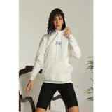 Pazarcan 24 Sırt Baskılı Ovresize Üç Iplik Kapüşonlu Sweatshirt - Beyaz - XL