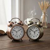 Pazarcan 8 cm Beyaz Kullanıma Uygun Yuvarlak Eskitme Metal Çalar Saat - 0-Siyah