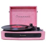 Pazard Crownwell Casablanca Serisi Retro Çanta Pikap – Koyu Pembe Süet Kaplama, Dahili Hoparlörlü, 3 Hızlı (33/45/78 Rpm), Bluetooth Bağlantılı, Taşınabilir Vintage Plak Çalar