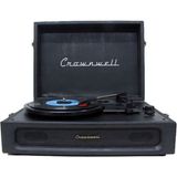 Pazard Crownwell Casablanca Serisi Retro Çanta Pikap – Siyah Süet Kaplama, Dahili Hoparlörlü, 3 Hızlı (33/45/78 Rpm), Bluetooth Bağlantılı, Taşınabilir Vintage Plak Çalar