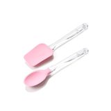 Pazarika 2 Li Plastik Saplı Silikon Kaşık - Spatula Seti Pembe