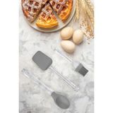 Pazarika 3 Lü Plastik Saplı Silikon Kaşık - Spatula - Fırça Seti Gri - 02 - Gri