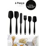 Pazarika 6lı Takım Yanmaz Yapışmaz Mutfak Pasta Silikon Yumurta Fırçası Kaşık Bıçak Spatula Seti Gri