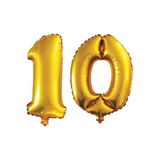 Pazariz 10 Yaş Sayı Folyo Balon Altın 90 Cm