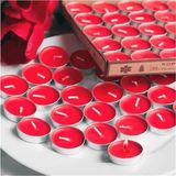 Pazariz 100 Adet Kırmızı Kalp Tealight Mum Dekoratif 100 Lü - 1 Adet - Renkli