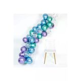 Pazariz 100 Adet Krom Yeşil Mavi Mor Balon Zinciri Seti 5 Metre