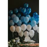 Pazariz 100 Adet Mavi-Beyaz-Lacivert Metalik Balon Ve Balon Zinciri Konsept Balon Parti Süslemeleri
