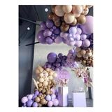 Pazariz 120 Adet Mor Lila Kaaramel Ten Renklerde Özel Gün Konsept Balon Balon Zinciri
