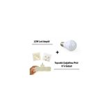 Pazariz 12W Led Ampul + Topraklı Çoğaltma Prizi 6Lı Golyat Set