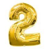 Pazariz 2 Adet Rakam Folyo Balon 2 Rakamı Büyük Boy Balon Altın Sarısı