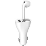 Pazariz 2 In 1 Araç Şarj Aleti ve Bluetooth Kulaklık Beyaz Araç Kiti - Renkli