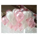 Pazariz 25 Adet Metalik Sedefli Pembe-beyaz Karışık Balon Helyumla Uçan