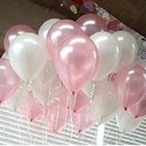 Pazarız 25 Adet Metalik Sedefli Pembe ve Beyaz Karışık Balon Helyumla Uçan Balon