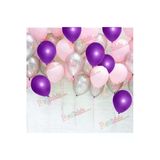 Pazariz 30 Adet Metalik Sedefli Mor-Pembe-Gümüş Gri Karışık Balon Helyum