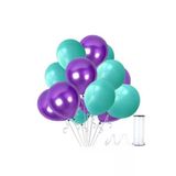 Pazariz 30 Adet Su Yeşili-Mor Metalik Sedefli Balon