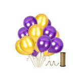 Pazariz 40 Adet Metalik Sedefli Mor, Altın Balon-Uçan- Güzel-Parti Bal...