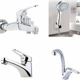 Pazariz 4'lü Batarya Seti Mufak Bataryası - Sabit Lavabo Bataryası - Banyo Bataryası - Duş Seti