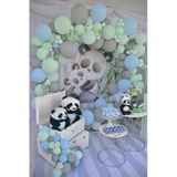 Pazariz 50 Adet Makaron Yeşil Mavi Gri Balon Panda Konsept Doğum Günü