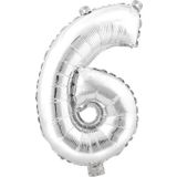 Pazariz 6 (Gümüş) Rakam Folyo Balon - 90 cm - Gümüş Folyo Rakam Balon