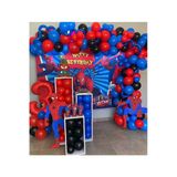 Pazariz 80 Adet Kirmizi Siyah Lacivert Balon+5Metre Zincir Örümcek Adam Spiderman