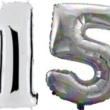 Pazarız 90 cm 15 Yaş Sayı Folyo Gümüş Balon