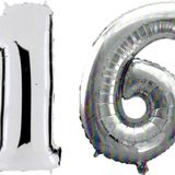 Pazarız 90 cm 16 Yaş Sayı Folyo Gümüş Balon