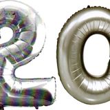Pazarız 90 cm 20 Yaş Sayı Folyo Gümüş Balon