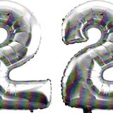 Pazarız 90 cm 22 Yaş Sayı Folyo Gümüş Balon