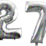 Pazarız 90 cm 27 Yaş Sayı Folyo Gümüş Balon