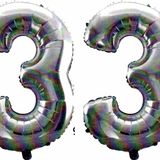 Pazarız 90 cm 33 Yaş Sayı Folyo Gümüş Balon