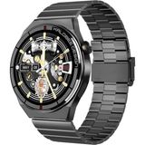 Pazariz Amoled Yuvarlak Ekran 46 mm Siri Nfc Gps Bluetooth Çelik Yedek Kordon Akıllı Saat - Füme