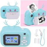 Pazariz Anlık Termal Yazıcılı Dijital Çocuk Kamerası Geyikli 2.4 Inç Hd Photo Printer Camera Pembe - Mavi