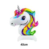 Pazariz Ayaklı Unicorn Folyo Balon Dik Durabilen Masa Üstü Boy Balon 45Cm